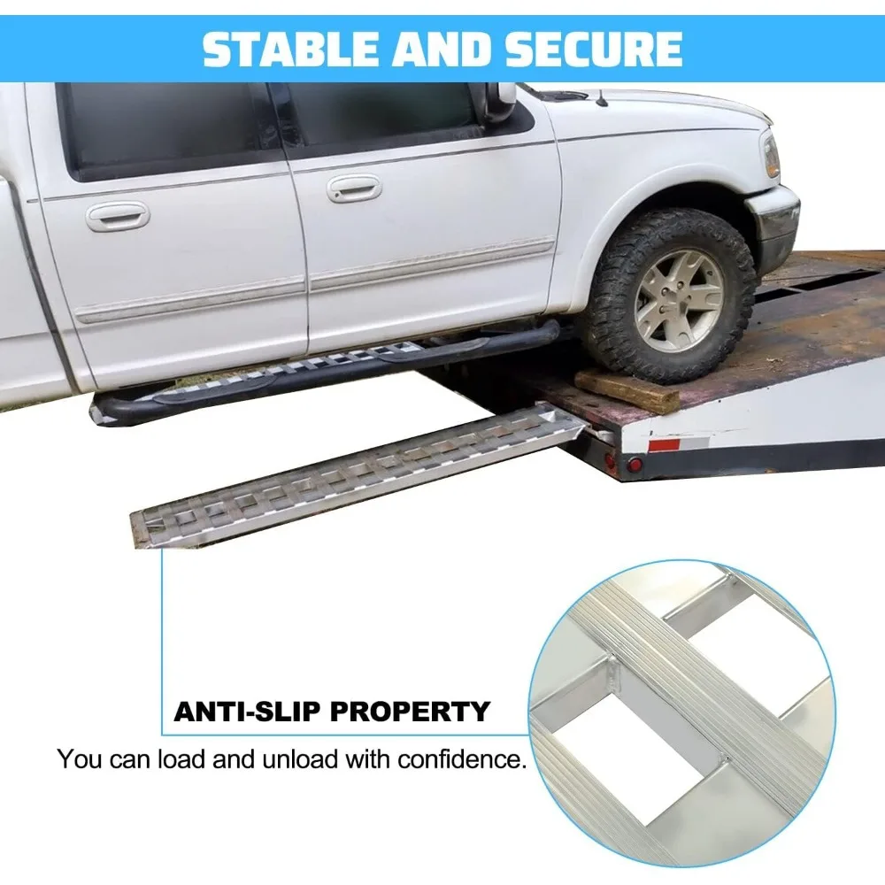 79.62 "X 14.87" X 2.5 "Ramp Aluminium 6000 LBS Perak Truk Trailer Kait Ujung Pisau Kaki 1 Pasang 2 Landai