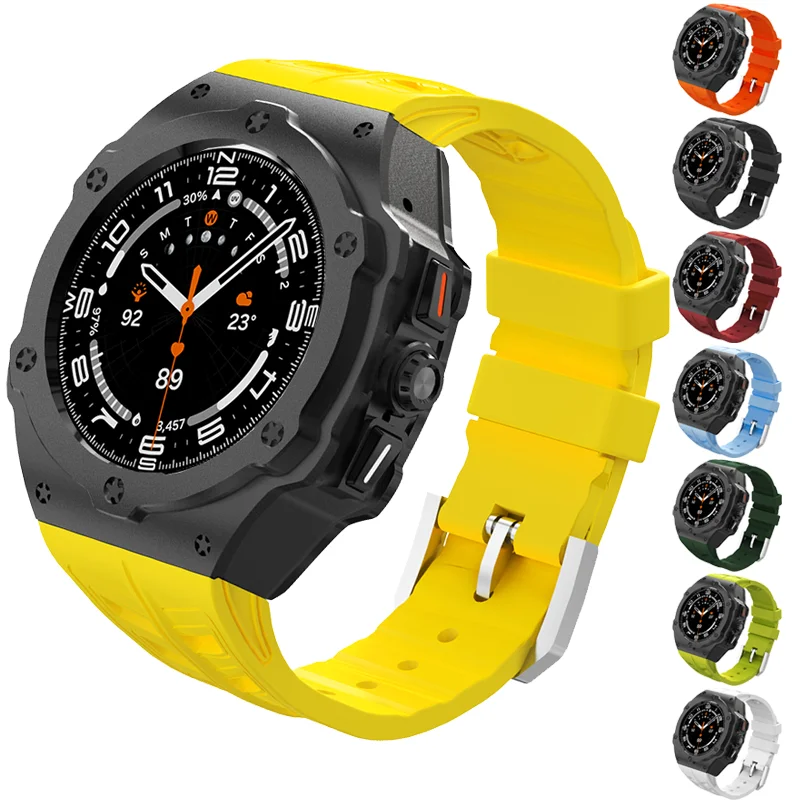 หรูหราชุดปรับเปลี่ยนสําหรับ Samsung Galaxy Watch 7 Ultra 47 มม.สําหรับ Galaxy นาฬิกา 7 Ultra Fluororubber สายคล้อง Diy Mod Kit