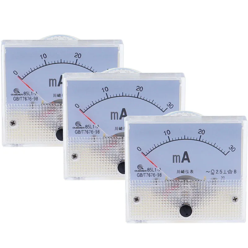 85L1-mA 2mA 3mA 5mA 10mA 15mA 20mA 30mA 50mA 75mA AC White Plastic Shell Analog Panel AMP Meter Ammeter