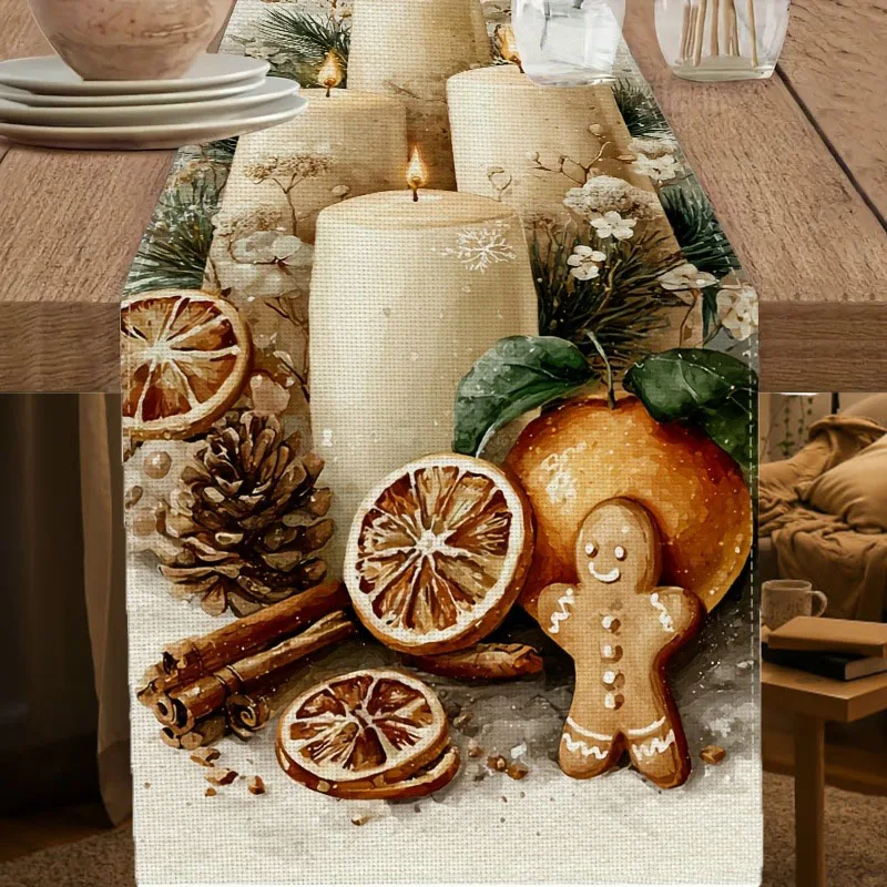 Candles And Gingerbread Man Autumn Table Decoration Holiday Restaurant Decoration Warm Farmhouse Table Decoration
