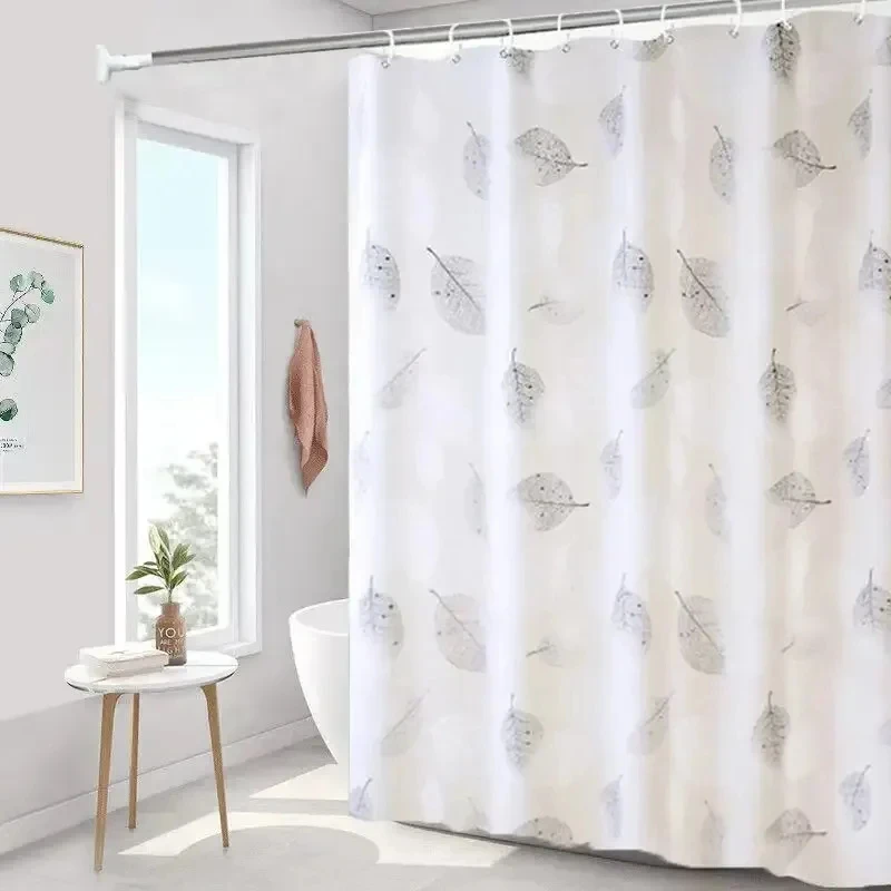 PEVA Bathroom Shower Curtain Waterproof Thickened Rustproof Metal Grommets with Hooks - Bath Privacy Curtain