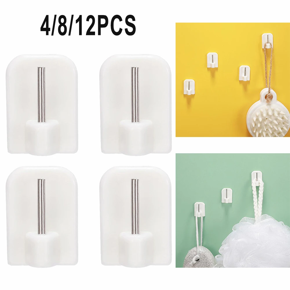 4/8/12pc Curtain Hooks Self-adhesive Hooks Household Universal Hooks Small Brackets Small Curtain Rod Brackets Home Viscose Hook
