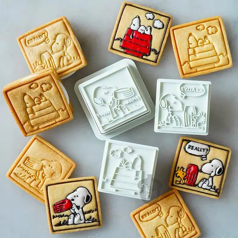 Snoopy Biscuit Mold Cartoon Household Cake Chocolate Mold Cute Pattern Cookie Stamp Pressure Fondant Sugarcraft Baking Tools