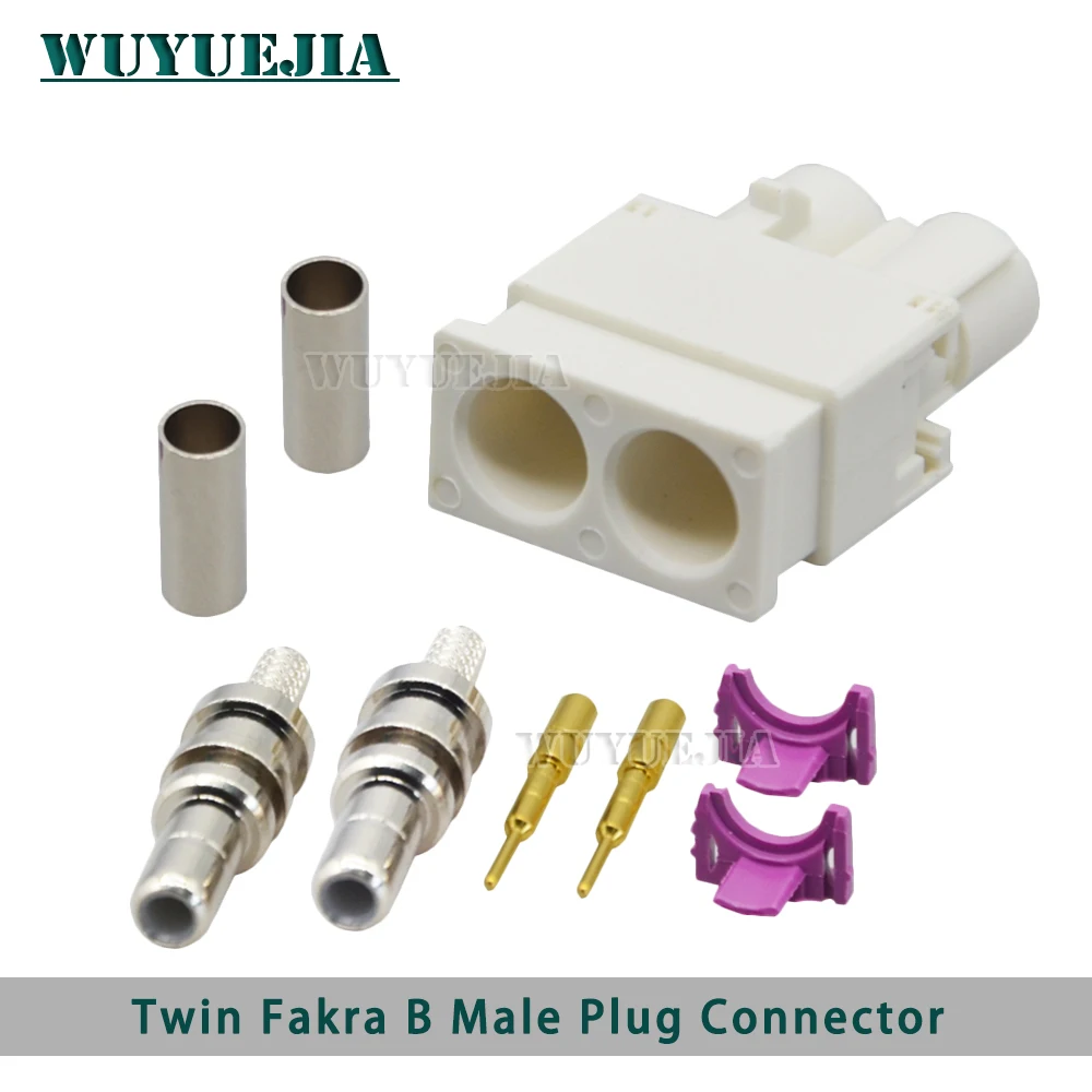 Double Fakra B Male Plug Twin Fakra II SMB Connector 50 Ohm RF Coaxial Connectors Dual Fakra for RG316/ RG174 Cable 1pcs / 10pcs