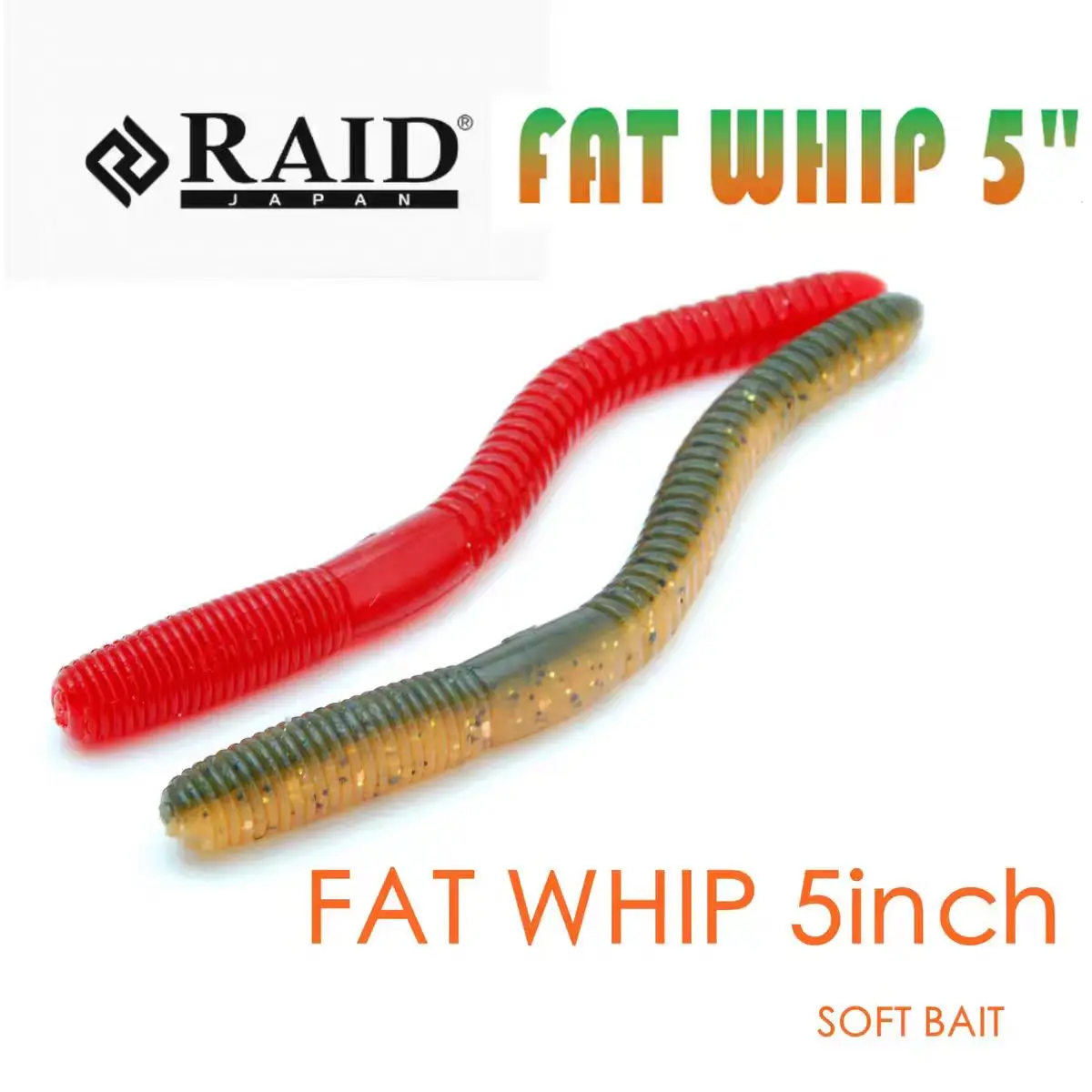 日本輸入-raid-fat-whip-5-インチスレッドヌードルワームソフトベイト高比重鉛フリースティックワーム