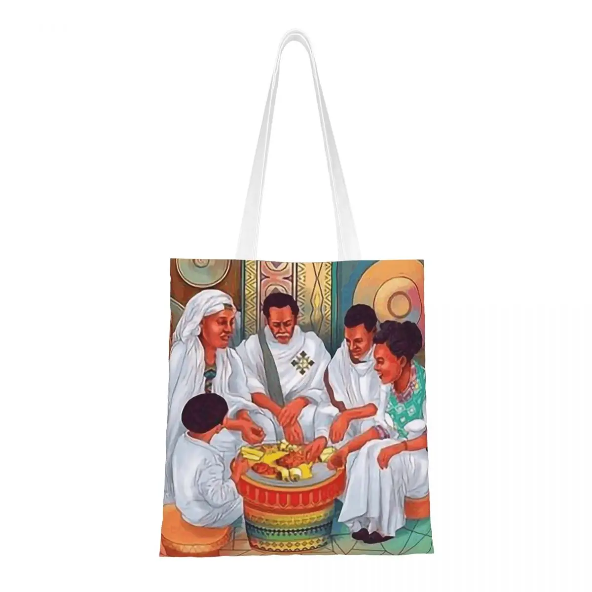 Ethiopian Habesha Art Shopping Bags Girls Canvas The Tote Bag Reusable Ladies Shoulder Tote Travel Handbag