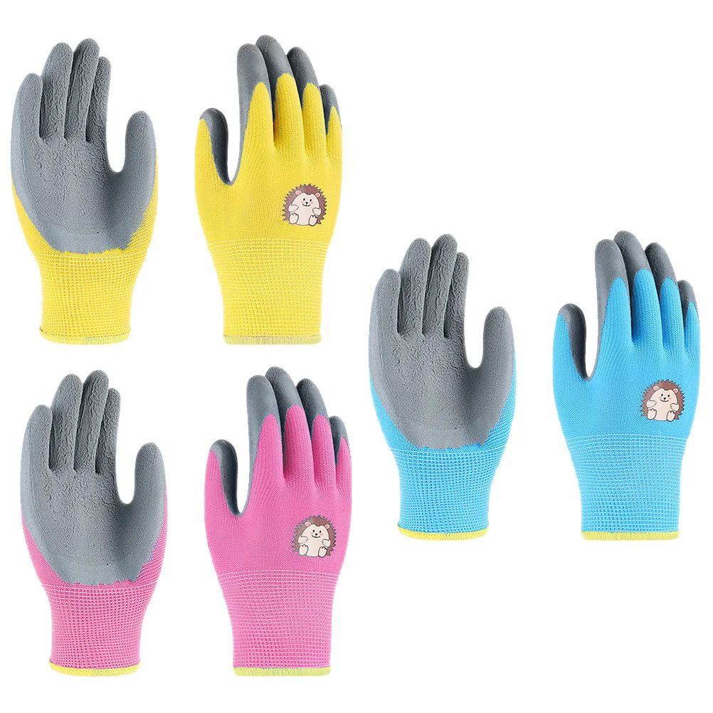 

3Pairs Kids Garden Work Gloves Breathable Durable Protective Gloves for Planting Digging Gardening Outdoor Sports