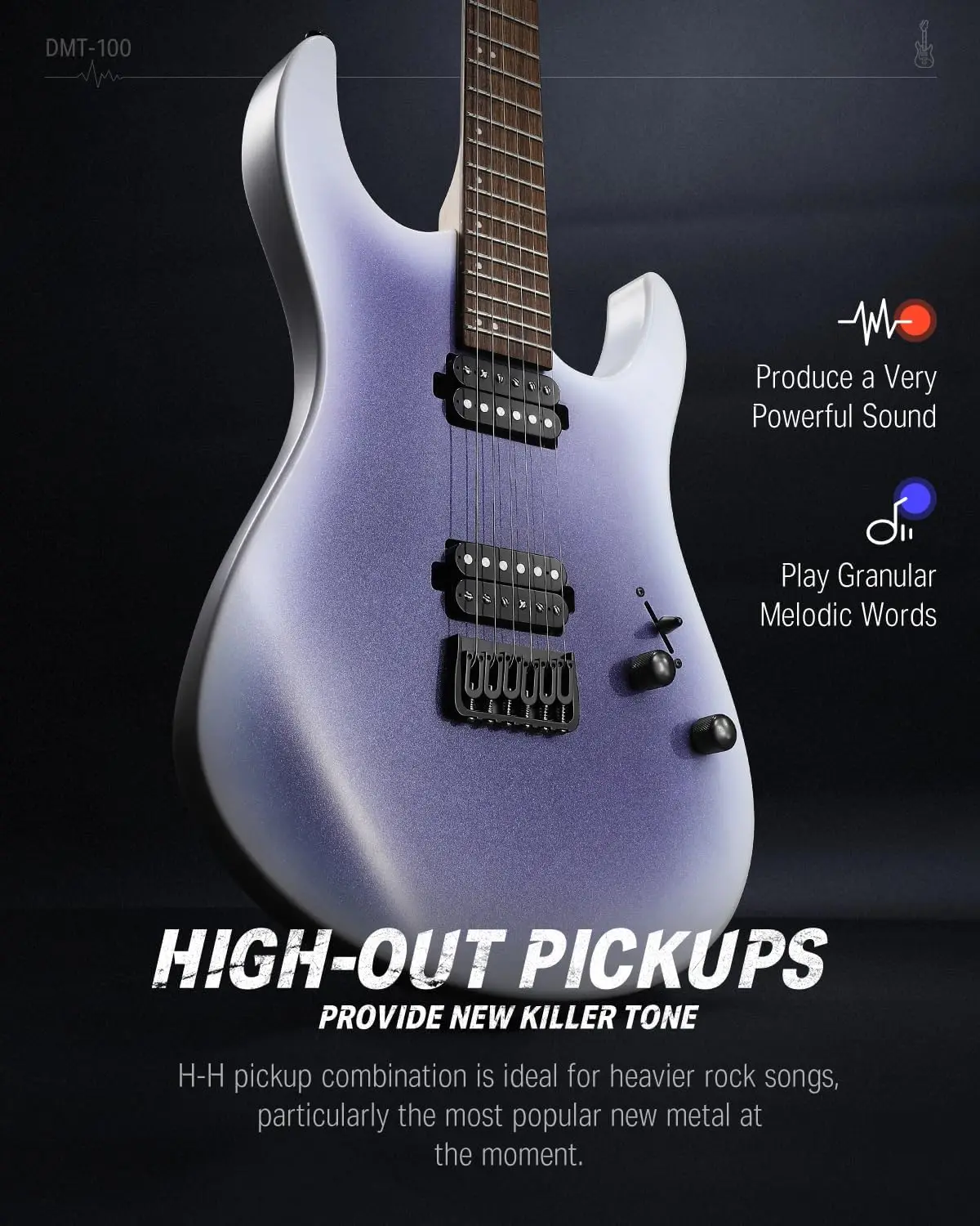 Solid Body Electric Guitar, 39 Inch Metal Electric Guitar Beginner Kits with Bag, Strings, Strap, Cable, Strings Dampener