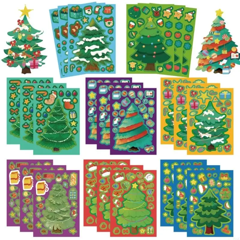 

2025 New Holiday Puzzle Stickers For Tablets 24PCs Christmas PVC Decals Removable Adhesive