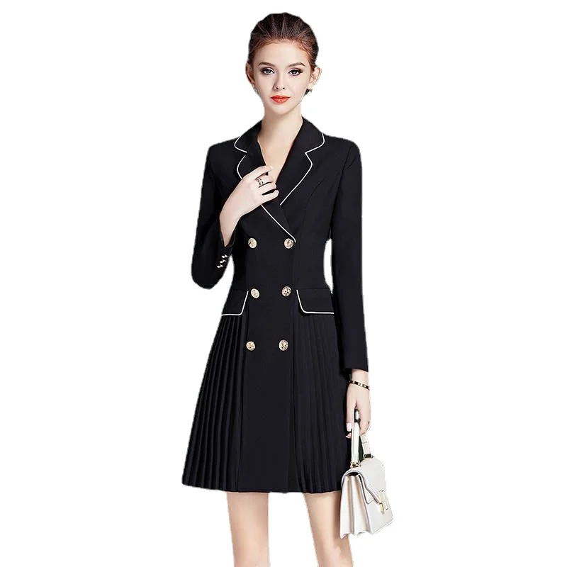 

High-end elegant dress female new fashion temperament autumn 2023 women's button dress suit