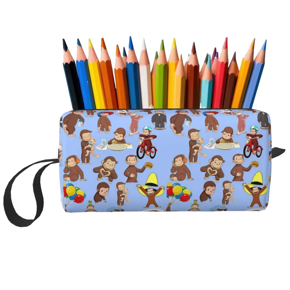 Anime Curious George Monkey Pencil Case for Boys Girls Pen Box Pencil Bag Stationery Supplies Women Cosmetic Bag