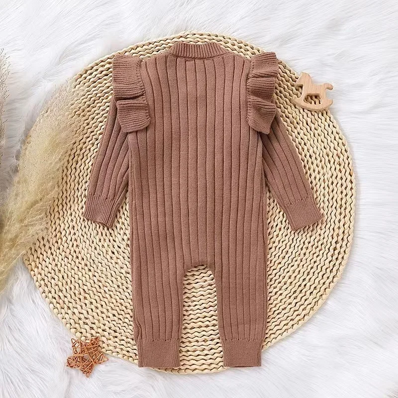 Autumn&Winter Infant Baby Boys Girls  Fashion Clothing Warm Sweater Single Breasted Long Sleeve Romper Outfits