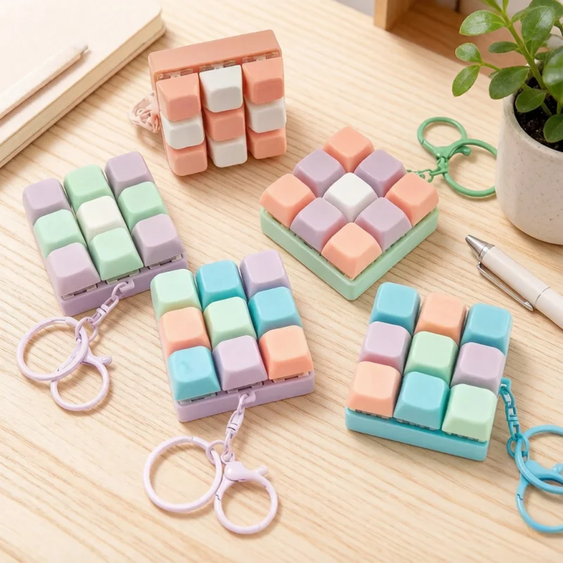 nine-key-keyboard-button-fidget-keychain-toy-freely-assembled-stress-relief-gift-for-adults-random-color-decompression-gadget
