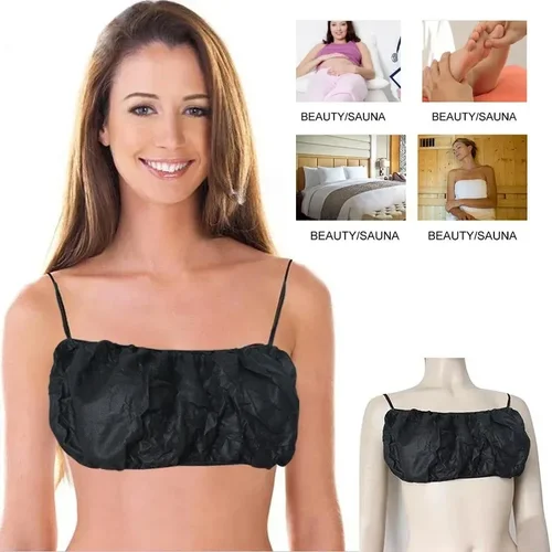 Imagen 2 del producto 50 unids/pack de ropa interior desechable de tela no tejida para mujer, masaje de viaje al aire libre, sujetador portátil, ropa interior, Tops de tela no tejida