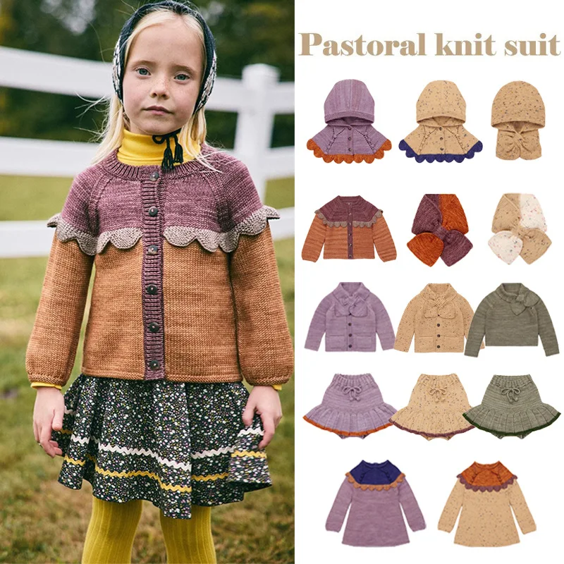 Children's Girl boy knitted sweater Skirt knitted dress Hooded shawl Knitted scarf Misha MP New style Autumn Winter