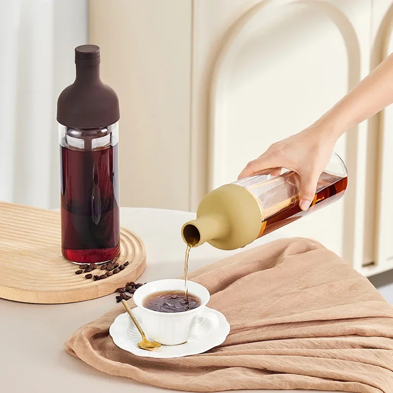 Jarra de Vidrio de Borosilicato de Alta Calidad para Café Frío de 500 ml, Botella para Café Frío, Tetera para Té de Frutas, para Uso Doméstico