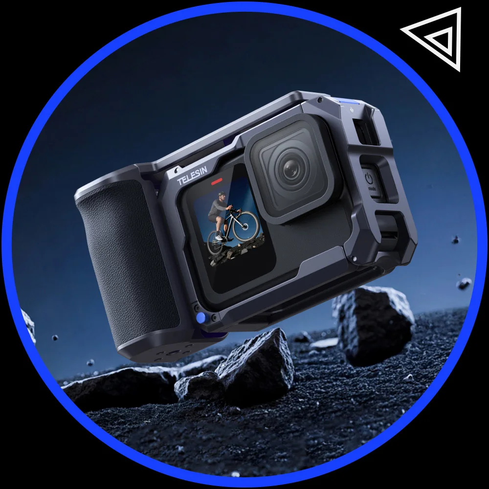 

Спортивная камера TELESIN, ручка, металлическая клетка, защита от зарядки, адаптер для холодного башмака, чехол из алюминиевого сплава для Gopro 13, 12, 11, 10, 9