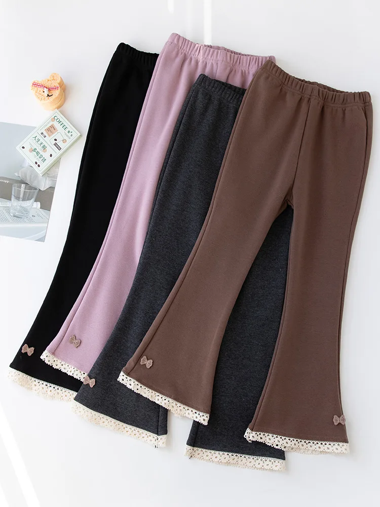 new delivery student boot cut pant 110-160 60%cotton fashion girls clothes spring solid children kids pants fashion 3-9y