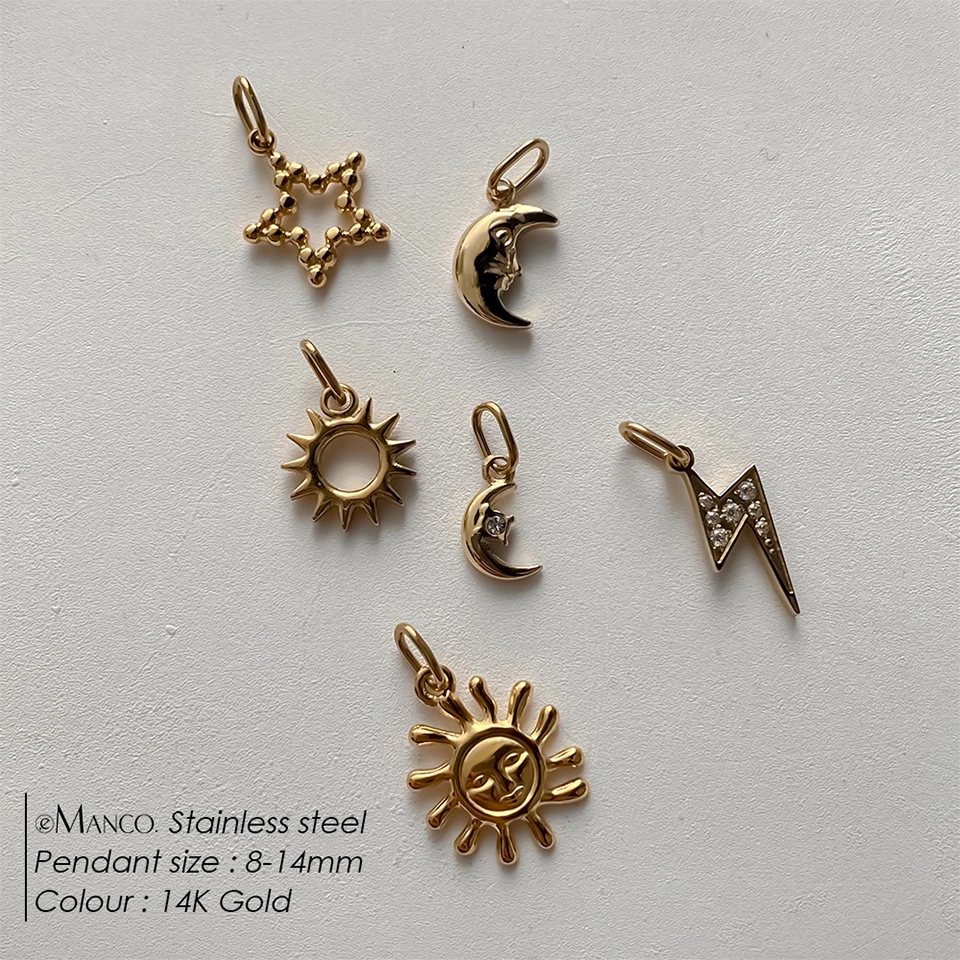 EMANCO Stern-Sonnen-Anhänger für Ohrringe und Halsketten, Zubehör für die Schmuckherstellung, Edelstahl, vergoldet, DIY-Schmuck, 48-Stunden-Versand – Detail 1