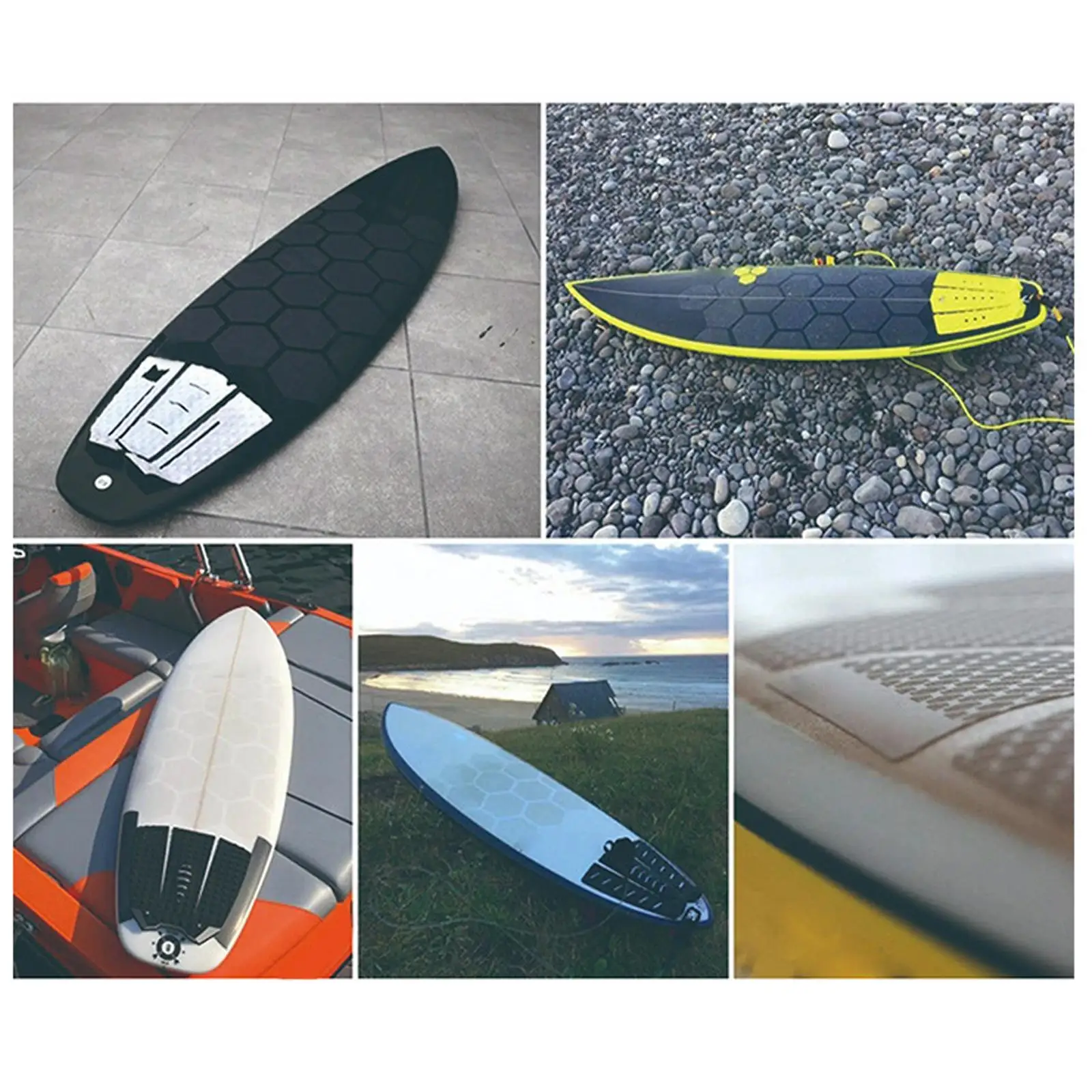 Bild 7: Surfbrett-Traktionspads Deck-Pads mit Wabenstruktur Rutschfeste Matte Wachslose Surf-Matte