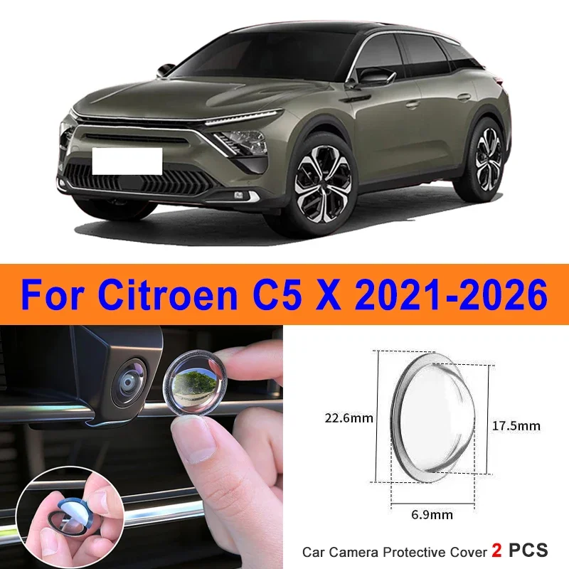 

360 Reverse Image Car Camera Cover Anti-Scratch PC Lens Protector Stickers For Citroen C5 X 2021-2026 2Pcs