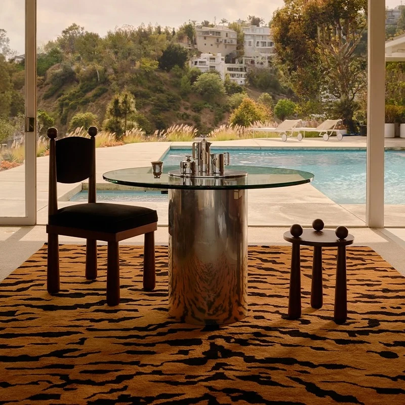 

retro leopard print living room carpet premium light luxury wool sofa blanket bedside blanket customization