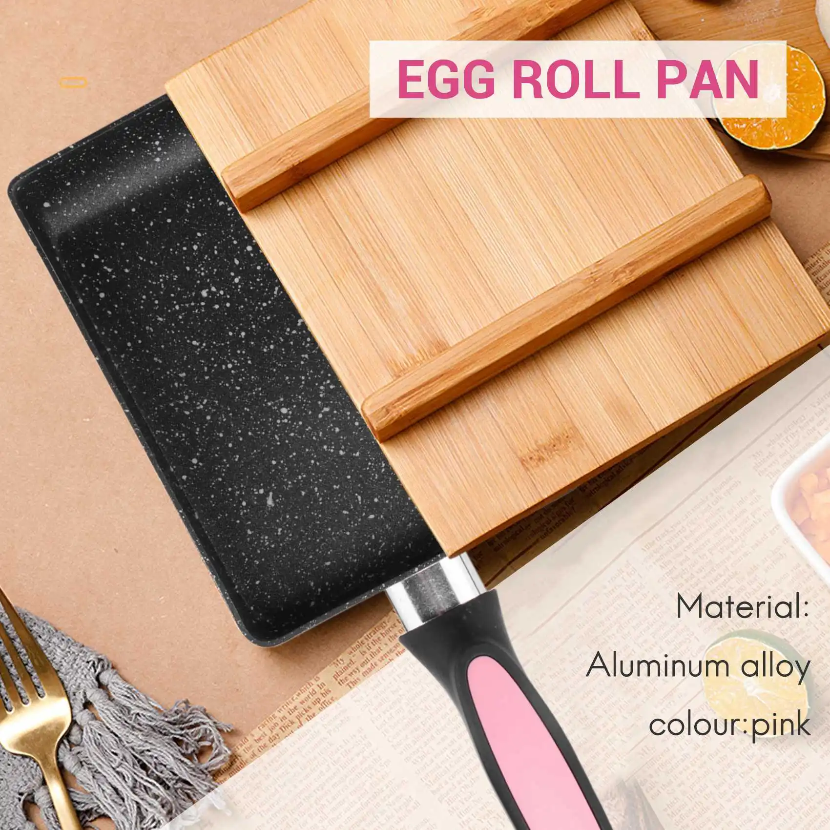 ABUH-Tamagoyaki Pan Japanese Omelette Pan, Non-Stick Coating Square Egg Pan To Make Omelets Or Crepes (Pink)