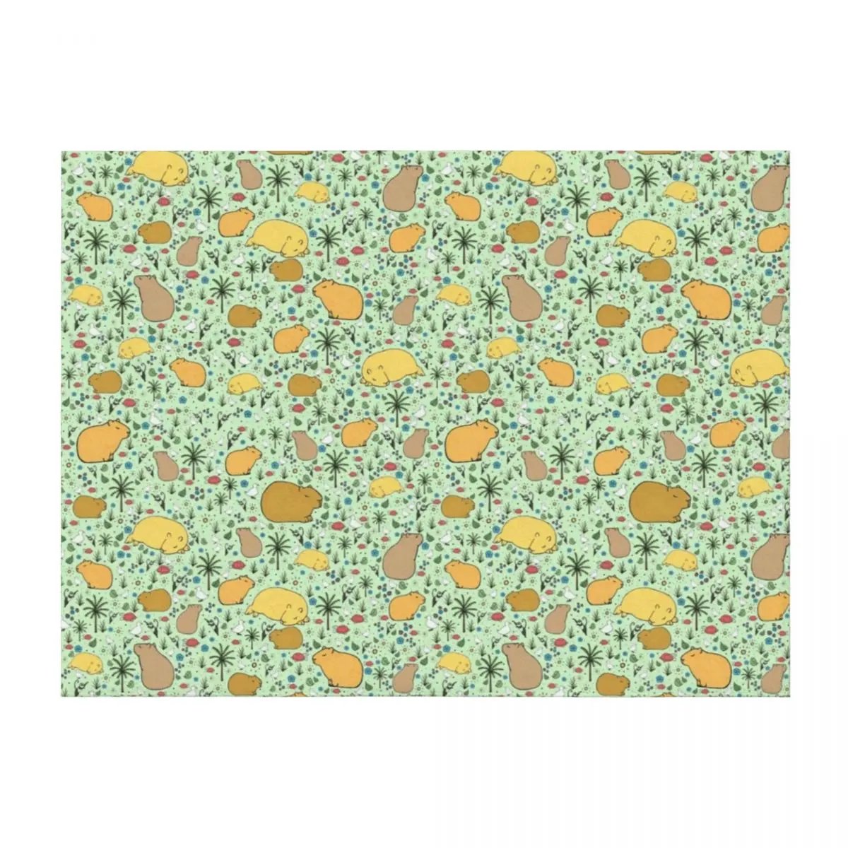 

Capybaras in Green Throw Blanket Personalized Gift Hairys Moving Soft Blankets