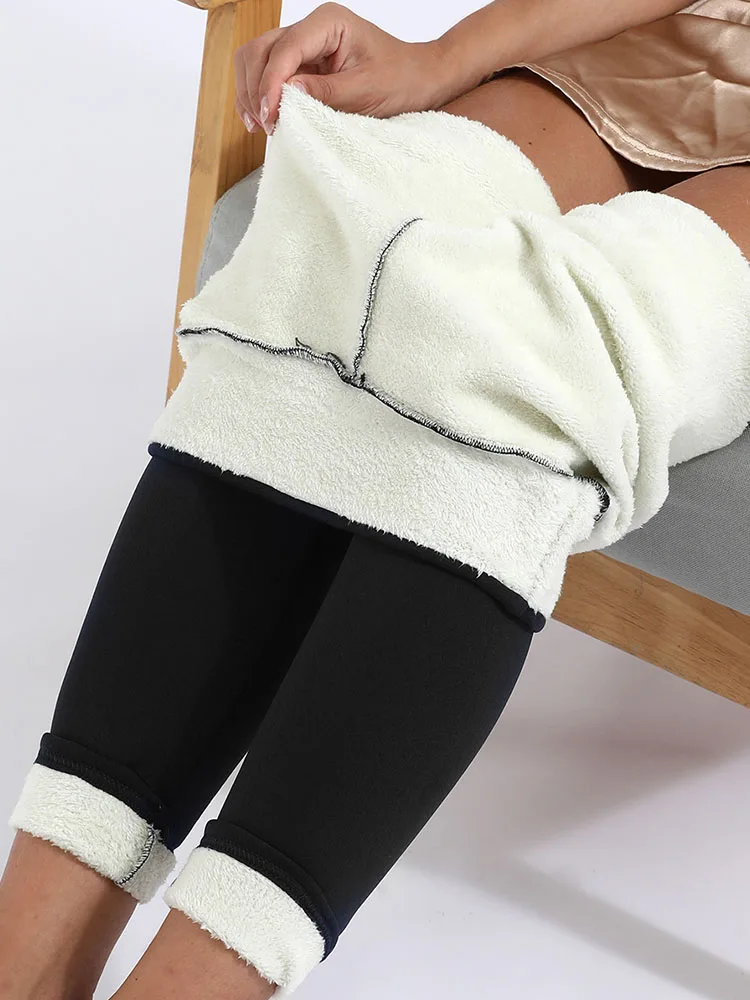 Women Pants Warm Winter Thick Velvet Legging High Waist Black Leggings Compression Thick Lamb Wool Pants Cold Resistant Pants