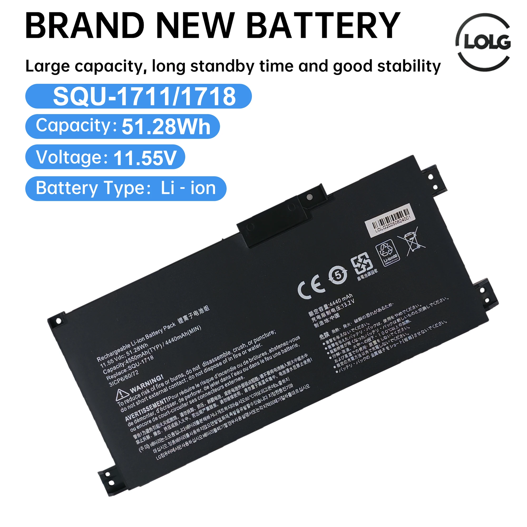 

LOLG SQU-1711 Laptop Battery For ThundeRobot 911 Air 911ME 911MT 911S G7000M G8000M SQU-1718 11.55V 4440mAh A1718