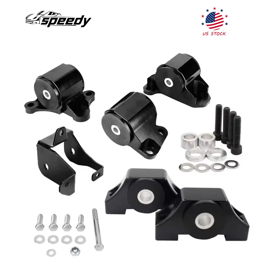Kit di montaggio motore scambio motore a 2 bulloni per Honda Civic B16 B18 D16 EK 1996-2000 Alluminio nero