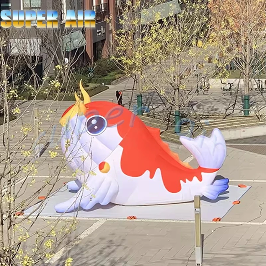 Popular production cartoon decoration inflatable animal model inflatable carp for sale