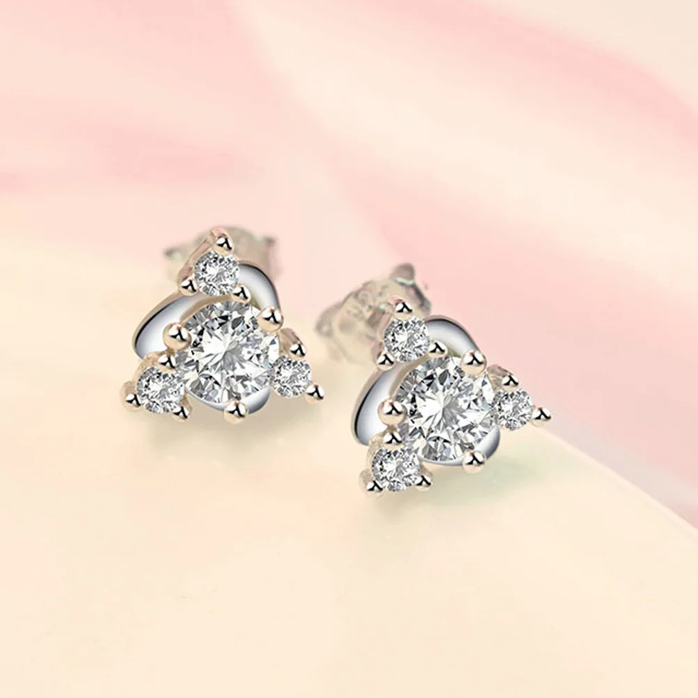 

Triangle Crystal Snowflake Ear Studs Silver Earrings Women Jewelry Gifts Special Attractive Durable Daily Wear Anniversary