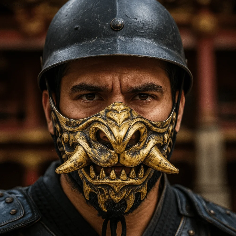 

Creative Half Face Cosplay Red Prajna Mask Dress Up Funny Samurai Cosplay Mask 3D Spooky Japanese Mask Toy Children's Toys