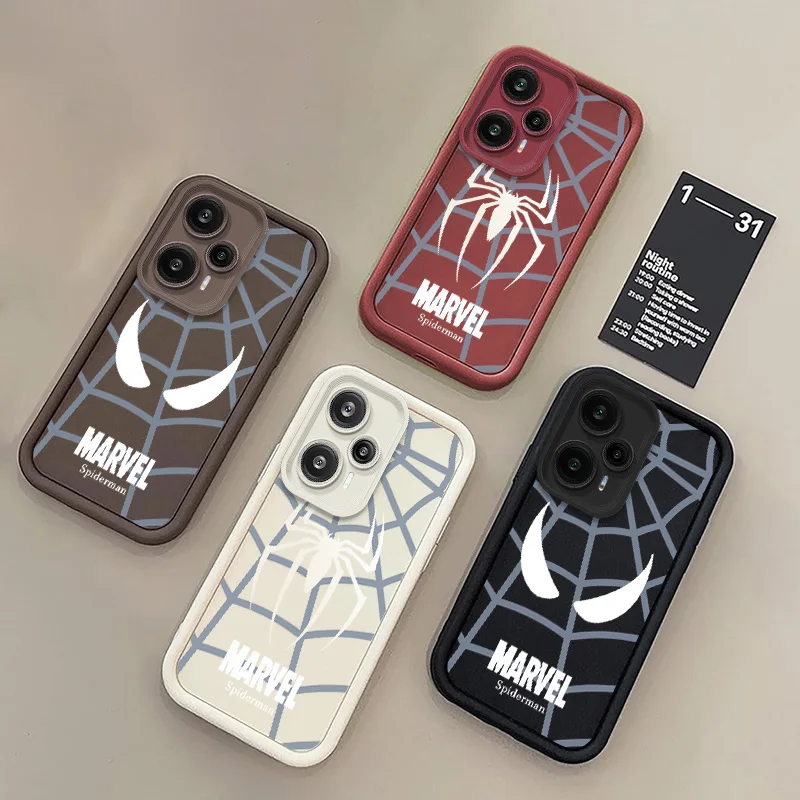 MBrvel Spider-MBn LOGO For Xiaomi 12T 11Lite 14 Pro Poco F2 F3 F4 F5 X3 X4 X5 M3 GT Pro Eyes Ladder Phone Case