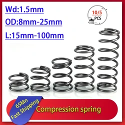 65Mn 10PCS/5PCS Wire diameter 1.5mm Strong Spring Steel Pressure Compression Spring Shock Absorption Return Spring Customizable