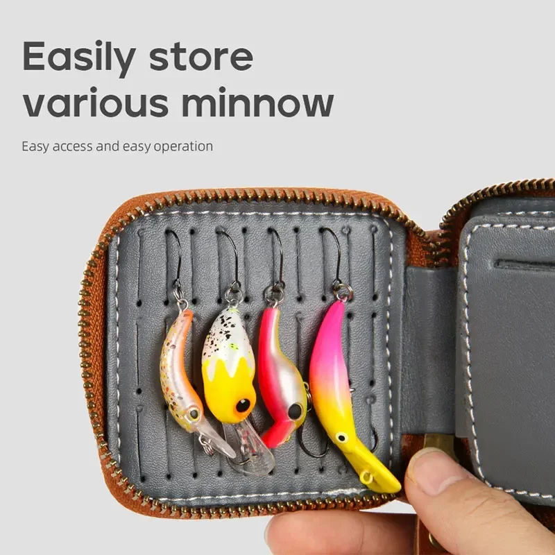 Fishing Lure Bag Spoon Bait Wallet Trout Lure Artificial Crank Bait Pesca Fishing Tackle Spoon Lure Portable Waterproof PU Bag