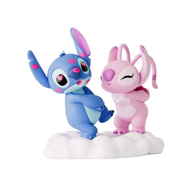 

New Disney Stitching Lover Model Doll Angel Kissing Stitching Statue Desktop Display Statue Decoration Valentine's Day Girl Gift