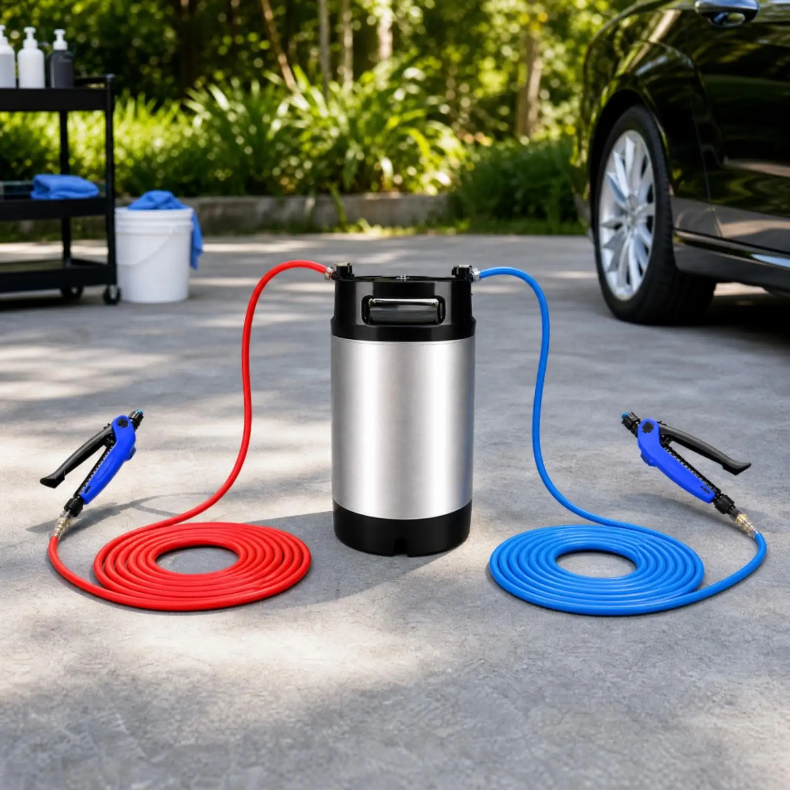 Pressure Sprayer for Car Care High Pressure Water Sprayer Double Line Hose Tank for Film Installation Work