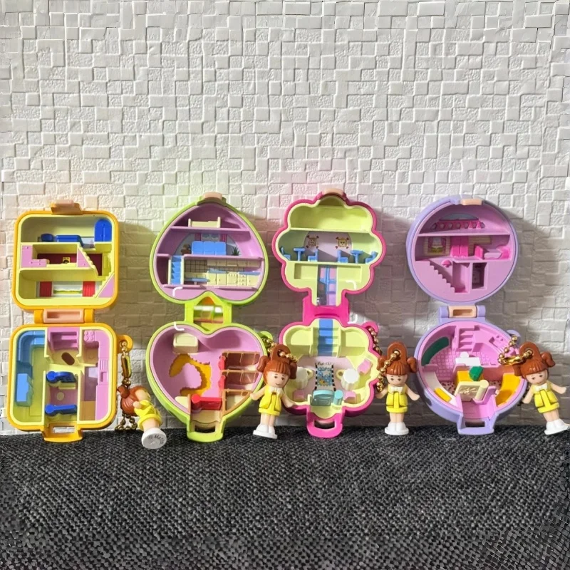 

Hot New Part 2 Bandai Polly Pocket Miniature Compact Keychain Collectible Retro Style Toy Decoration Ornament Model Toy Gifts