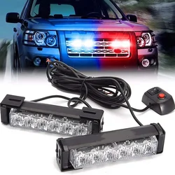 2Pcs 6LED Car Warning Strobe Light Remote Control Auto Emergency Flashing Singal Lamp Police Lamp 12V-24V For Car Trucks SUV