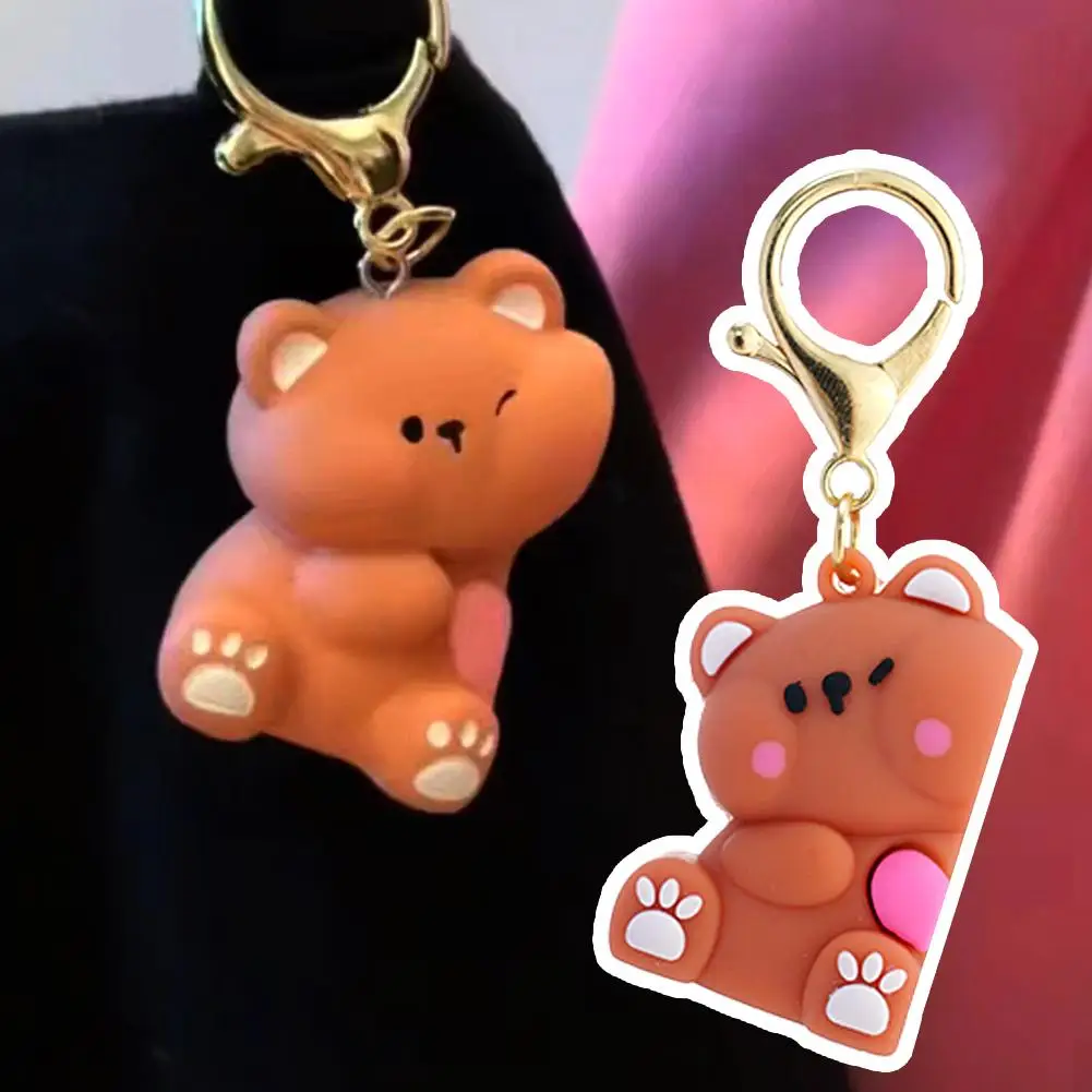 Cute Teddy Bear Magnetic Keychain For Love Couple Small Cartoon Bear Mutual Attraction Pendant Birthday Gift For Lover Couple