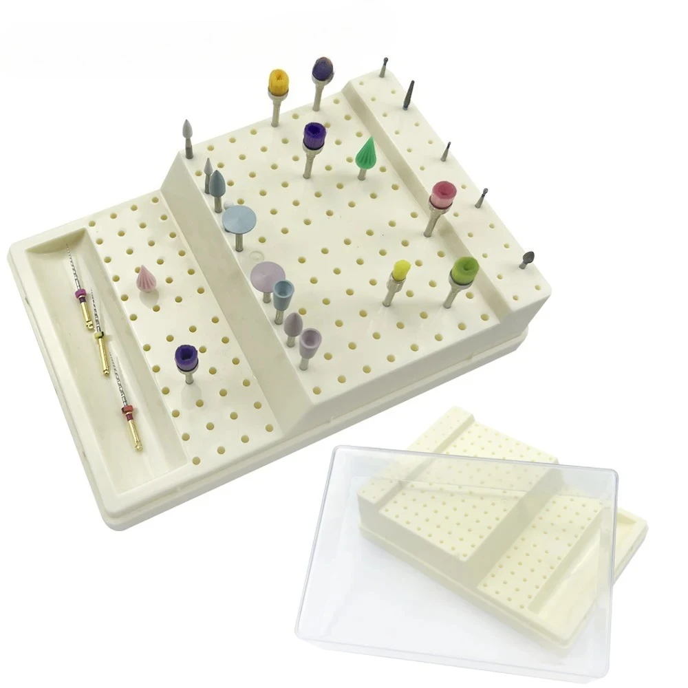 

168 Holes Plastic Dental Burs Box Drill Diamond Stand Block Sterilization Placement Case Holder Dentistry Laboratory Instruments
