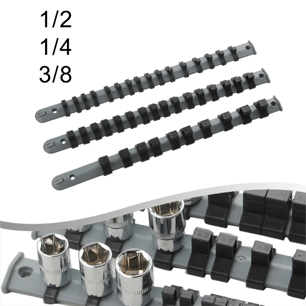 1pcs 350mm Socket Storage Rack Socket Organizer Tray Socket Rail 1/4in 3/8in 1/2in Socket Rack Holder Hand Tools