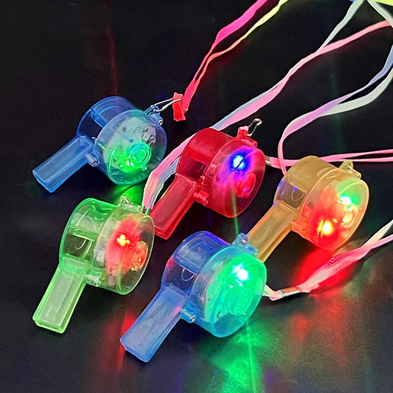 

50/100/1000PCS LED Light Up WhistlesToys Glow in the Dark Noice Makers Necklace with Lanyard Glow Whistles Party Supplies