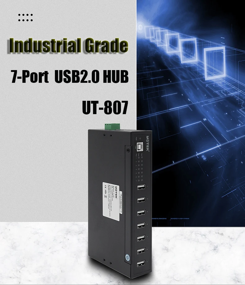 UOTEK Industriële USB Hub 7 Poort Hoge Snelheid Transmissie 480 Mbps USB Hub Connector Board 8 in 1 UT-807
