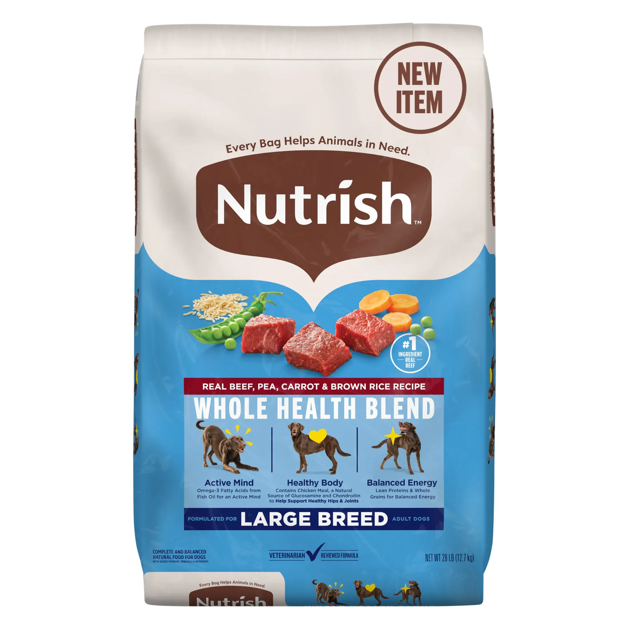 Large Breed Real Beef, Pea, Carrot & Brown Rice Recipe Whole Health Blend Dry Dog Food, 28 lb. Bag (Rachael Ray)