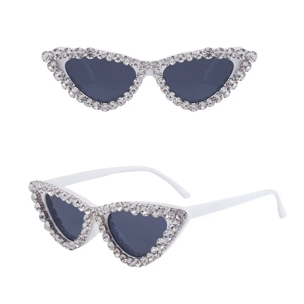 Cat's Eye Frame Rhinestone Decoration Sunglasses Outdoor Photos Decoration Travel Sunglasses Sun-Protective Bride Eyewear