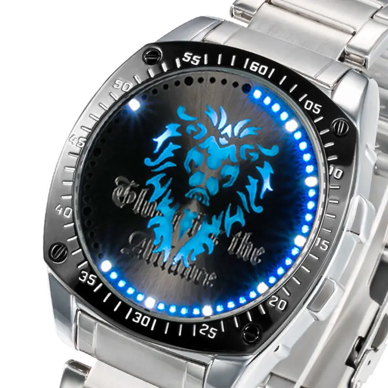 World of Warcraft LED Touchscreen Waterproof Anime Watch Human Alliance Lothar Orc Tribe Durotan