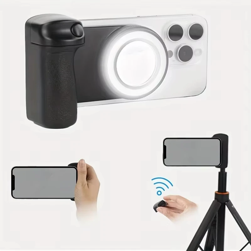 Assistant magnétique Bluetooth pour téléphone Portable, stabilisateur de télécommande sans fil Portable avec lumière de remplissage, poignée d'appareil photo, photographie